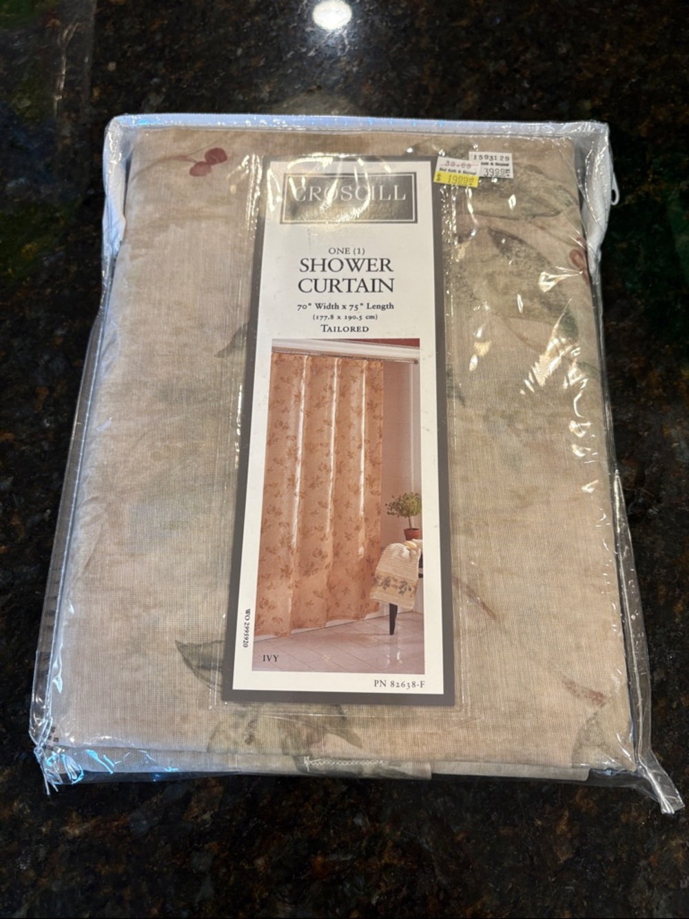 Croscill Beige Floral Ivy Shower Curtain Panel
